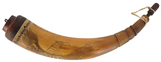Powder Horn,
13", scrimshaw Federal eagle Powder Horn,
13", scrimshaw Federal eagle